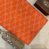 Pure Cotton Ikat Weaved Fabric - Orange - Vastra Raag
